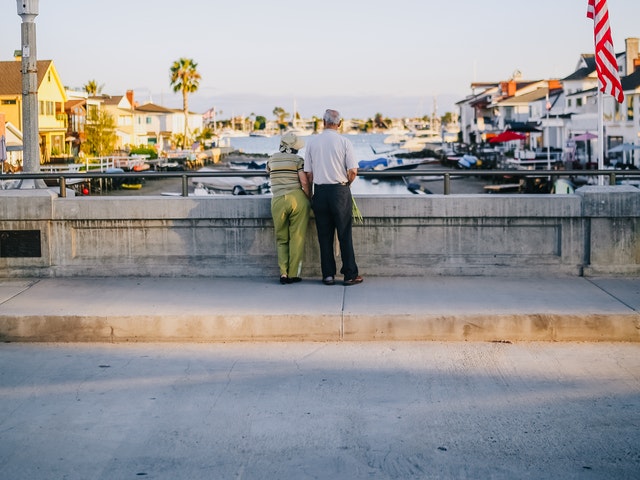 Elderly Couple Looking Out at the Water