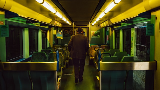 Elderly Man On Train