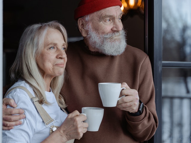 Senior Couple Drinking Coffee