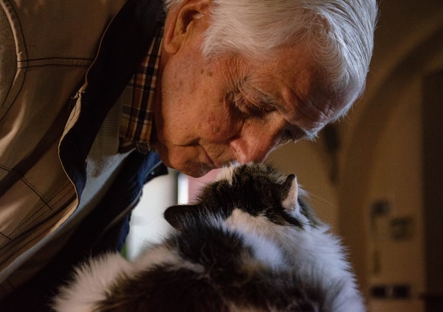 Elderly Man With His Cat