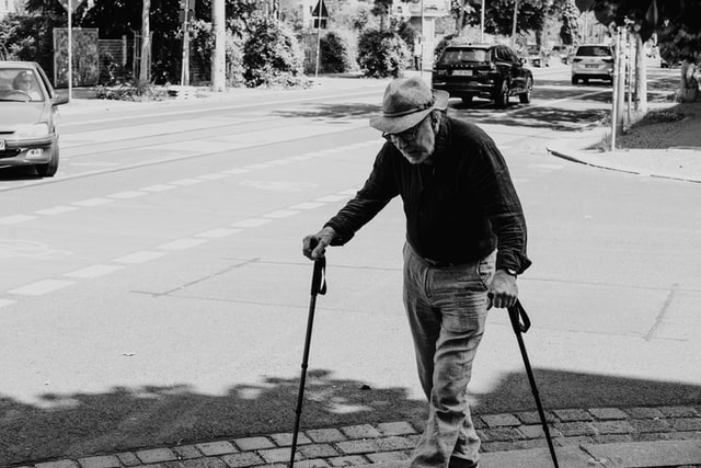 Elderly with Walking Poles