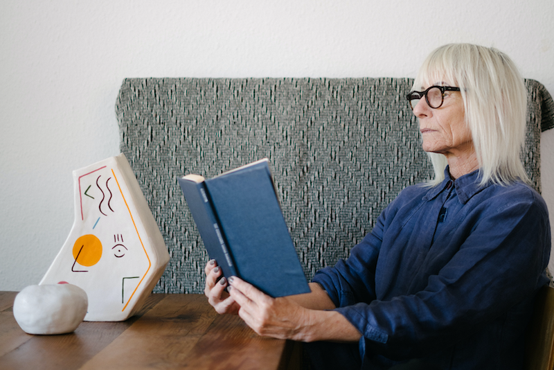 woman reading a book