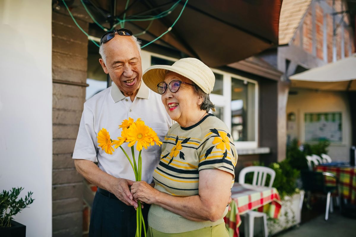 Retired couple smiling