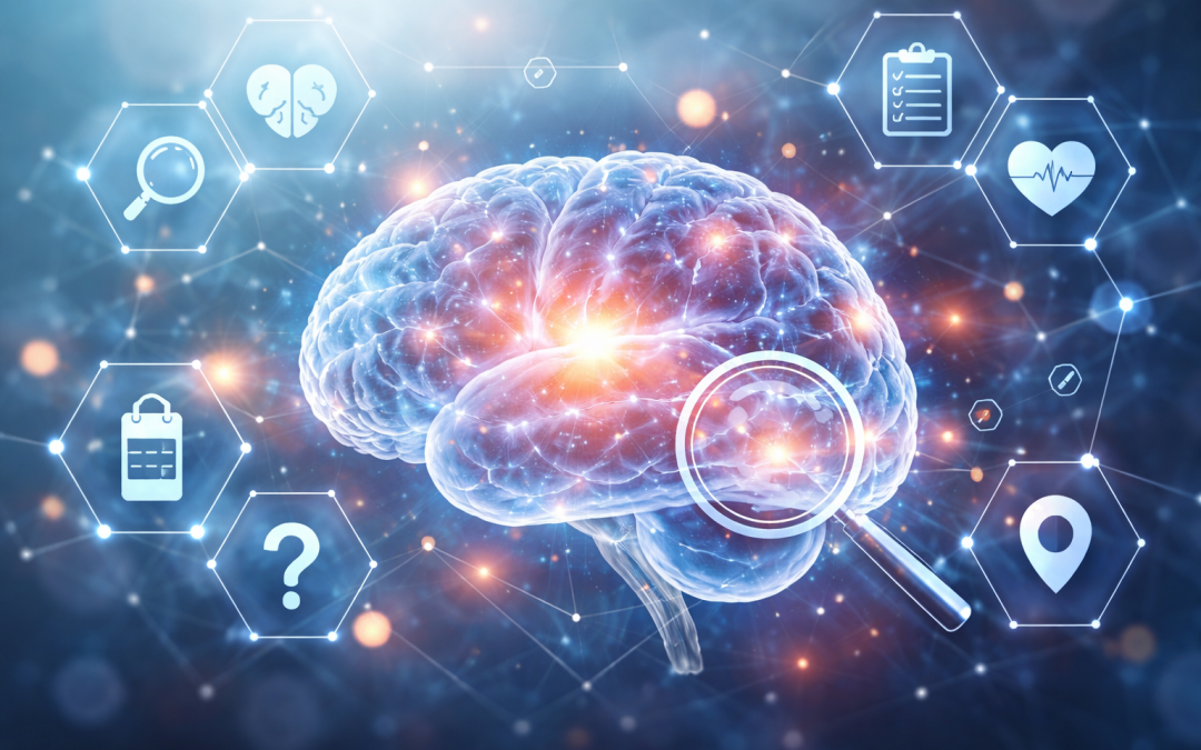 brain with different icons surrounding it